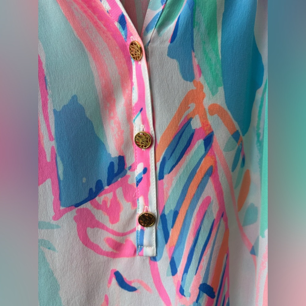 Lilly Pulitzer NWT “Out to Sea” Elsa 100% Silk Long sleeve blouse, Large - Picture 4 of 9